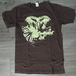 Vintage brown Brand New emo screamo band tee 2000s small deja entendu devil god